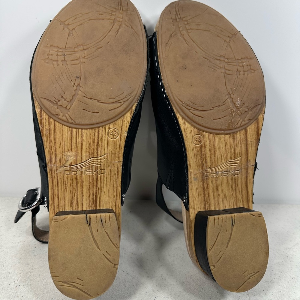 Dansko Sandals Women 42 Madalyn Sling back Black Leather Block Heels US 11 - Picture 6 of 6
